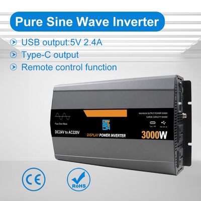 ভালো দাম 3000W খাঁটি সাইন ওয়েভ পাওয়ার ইনভার্টার 12V/24V/48V থেকে 110-240V এসি অনলাইন