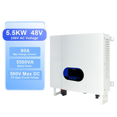 5.5kw 5.5kva সৌর হাইব্রিড ইনভার্টার চার্জার 24V 48V ডিসি থেকে 220V এসি খাঁটি সাইন ওয়েভ