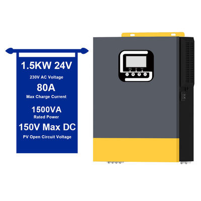 ওভারলোড সুরক্ষা 1.5KVA 1500W সৌর ইনভার্টার অন্তর্নির্মিত 40A এমপিপিটি চার্জ নিয়ন্ত্রক