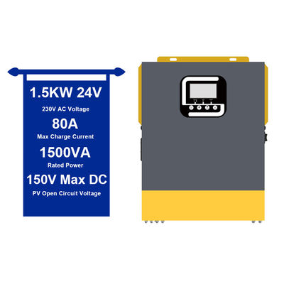 সৌর হোম সিস্টেমের জন্য 24V 1.5 Kw বিশুদ্ধ সাইন ওয়েভ ইনভার্টার 50Hz/60Hz