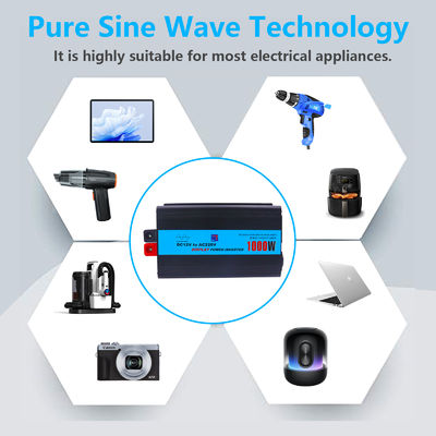 উচ্চ ক্ষমতা বিশুদ্ধ সাইন ওয়েভ ইনভার্টার 110V/220V সর্বোত্তম আউটপুট বর্তমান এবং কম্প্যাক্ট আকারের জন্য 12V/24V/48V থেকে রূপান্তর