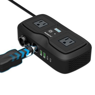 ভালো দাম 200W গাড়ির পাওয়ার ইনভার্টার, 2টি AC আউটলেট এবং ডুয়াল USB-C সহ | 12V থেকে 220V পরিবর্তিত সাইন ওয়েভ রূপান্তরকারী অনলাইন